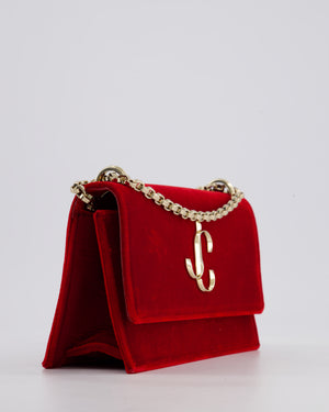 Jimmy Choo Bohemia Red Suede Leather Crossbody Bag with Gold Hardware