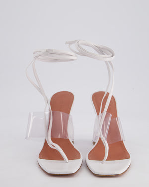 Amina Muaddi White Leather Heel Size EU 39