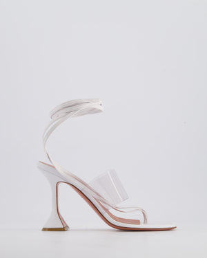 Amina Muaddi White Leather Heel Size EU 39