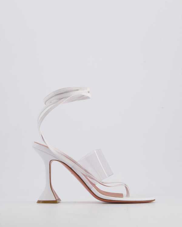 Amina Muaddi White Leather Heel Size EU 39