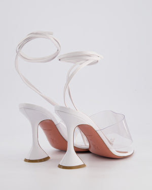 Amina Muaddi White Leather Heel Size EU 39