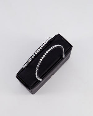 Amina Muaddi Black Gilda Satin Mini Tote Bag with Crystals Handle