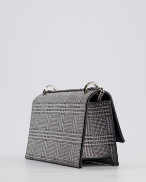 Jimmy Choo Silver Leni Glitter Bag with Prince of Wales Pattern Detail and Ruthenium Hardware