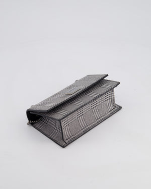 Jimmy Choo Silver Leni Glitter Bag with Prince of Wales Pattern Detail and Ruthenium Hardware