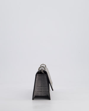 Jimmy Choo Silver Leni Glitter Bag with Prince of Wales Pattern Detail and Ruthenium Hardware