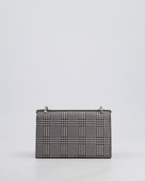 Jimmy Choo Silver Leni Glitter Bag with Prince of Wales Pattern Detail and Ruthenium Hardware