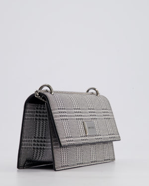 Jimmy Choo Silver Leni Glitter Bag with Prince of Wales Pattern Detail and Ruthenium Hardware