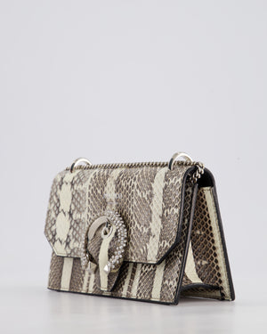 Jimmy Choo Grey Madeline Snakeskin Leather Crossbody Bag with Crystal Embellished Buckle