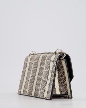 Jimmy Choo Grey Madeline Snakeskin Leather Crossbody Bag with Crystal Embellished Buckle