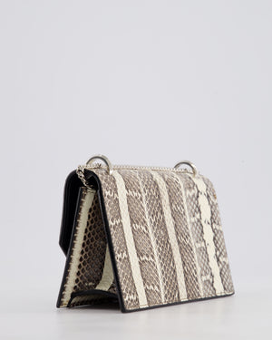 Jimmy Choo Grey Madeline Snakeskin Leather Crossbody Bag with Crystal Embellished Buckle
