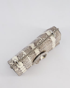 Jimmy Choo Grey Madeline Snakeskin Leather Crossbody Bag with Crystal Embellished Buckle