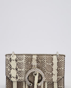 Jimmy Choo Grey Madeline Snakeskin Leather Crossbody Bag with Crystal Embellished Buckle
