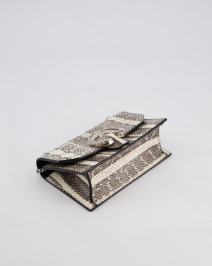 Jimmy Choo Grey Madeline Snakeskin Leather Crossbody Bag with Crystal Embellished Buckle