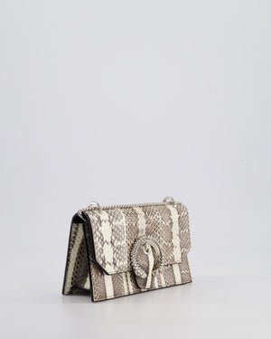 Jimmy Choo Grey Madeline Snakeskin Leather Crossbody Bag with Crystal Embellished Buckle
