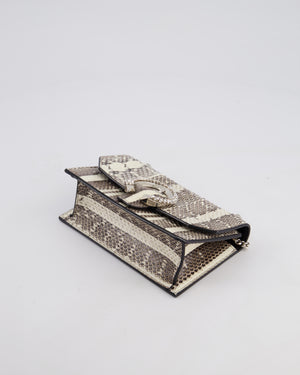 Jimmy Choo Grey Madeline Snakeskin Leather Crossbody Bag with Crystal Embellished Buckle