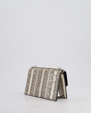 Jimmy Choo Grey Madeline Snakeskin Leather Crossbody Bag with Crystal Embellished Buckle