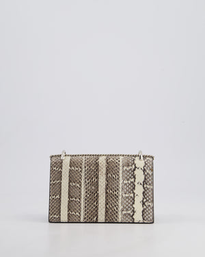 Jimmy Choo Grey Madeline Snakeskin Leather Crossbody Bag with Crystal Embellished Buckle