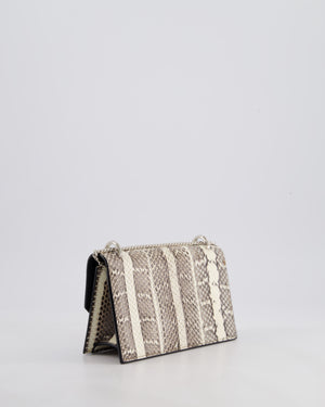 Jimmy Choo Grey Madeline Snakeskin Leather Crossbody Bag with Crystal Embellished Buckle