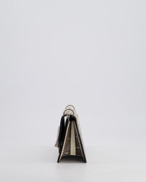 Jimmy Choo Grey Madeline Snakeskin Leather Crossbody Bag with Crystal Embellished Buckle