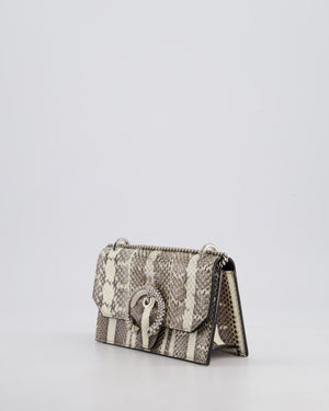Jimmy Choo Grey Madeline Snakeskin Leather Crossbody Bag with Crystal Embellished Buckle