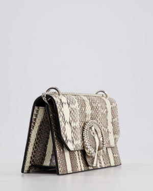 Jimmy Choo Grey Madeline Snakeskin Leather Crossbody Bag with Crystal Embellished Buckle