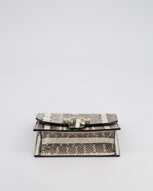 Jimmy Choo Grey Madeline Snakeskin Leather Crossbody Bag with Crystal Embellished Buckle