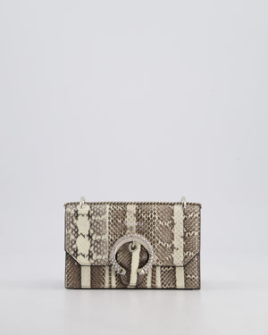 Jimmy Choo Grey Madeline Snakeskin Leather Crossbody Bag with Crystal Embellished Buckle