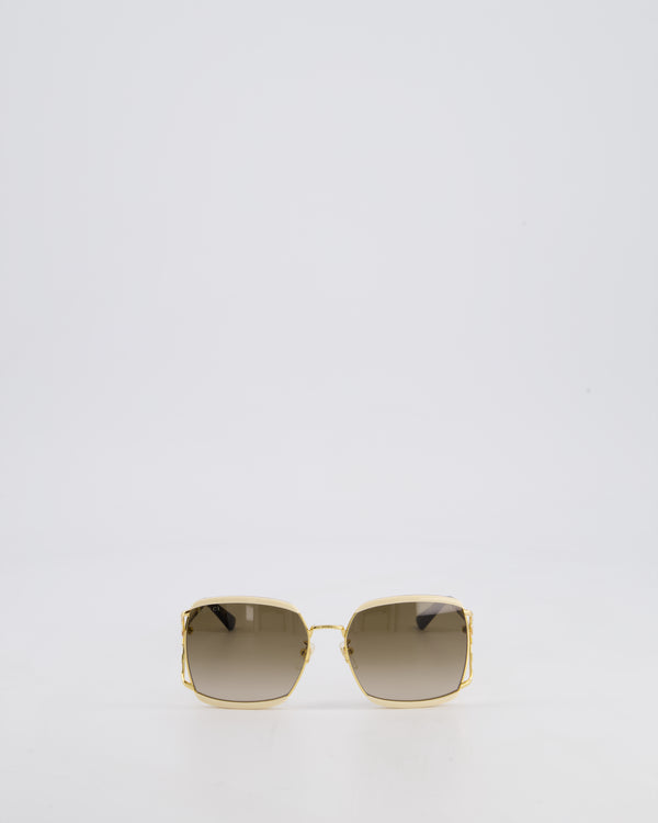 Gucci Ivory GG0593SK 60mm Square Sunglasses with Brown Lenses