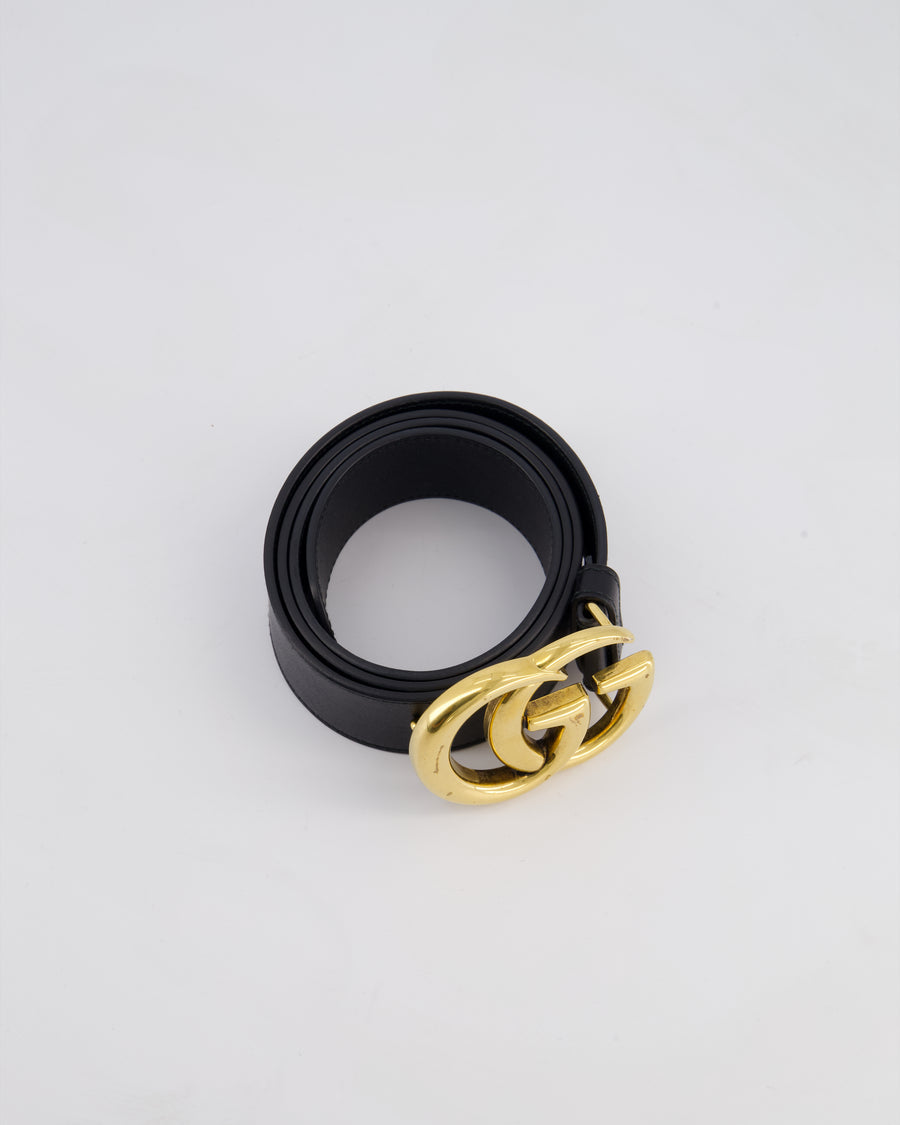 Gucci Black GG Logo Marmont Leather Belt Size 85cm