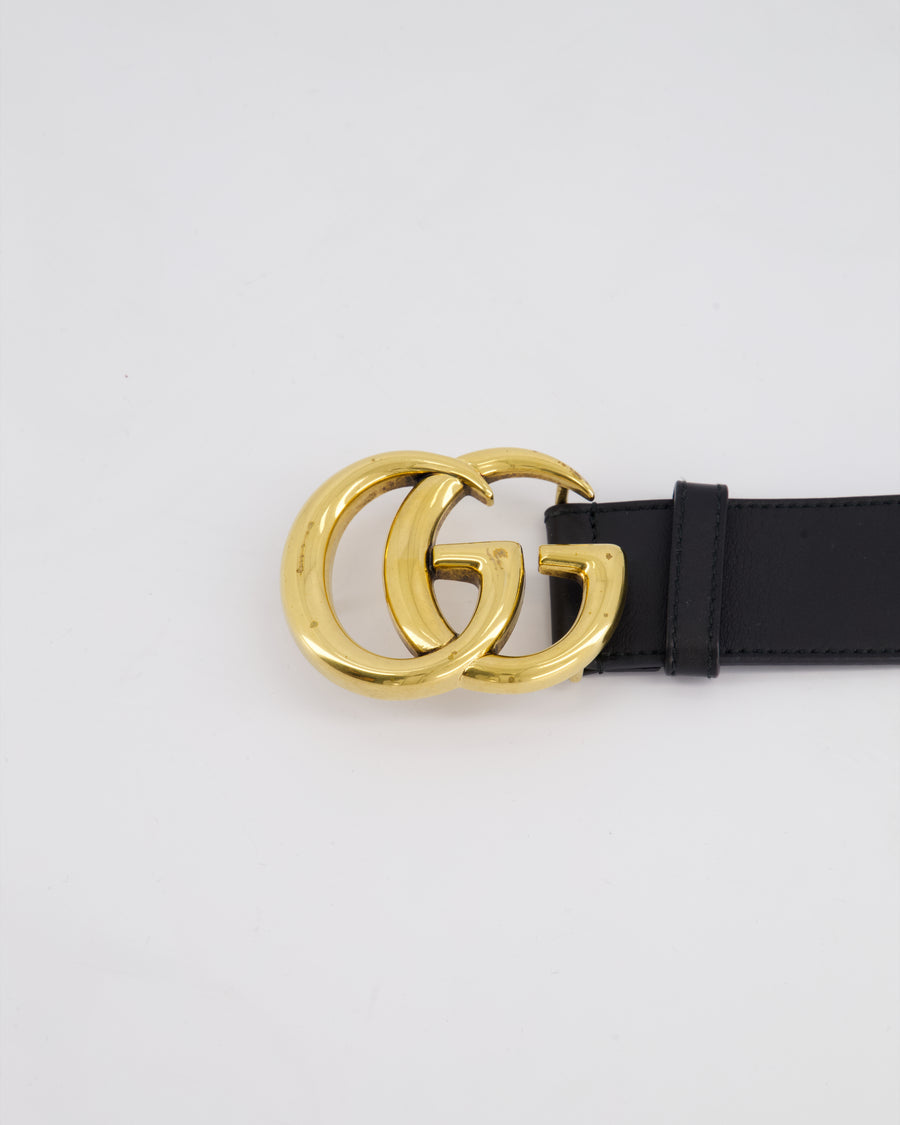 Gucci Black GG Logo Marmont Leather Belt Size 85cm