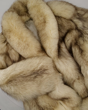 *HOT* Momento Doma Beige Real Fox Fur Long Sleeve Coat Size IT 44 (UK 12)