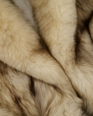*HOT* Momento Doma Beige Real Fox Fur Long Sleeve Coat Size IT 44 (UK 12)