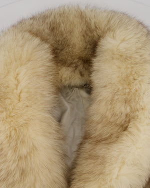 *HOT* Momento Doma Beige Real Fox Fur Long Sleeve Coat Size IT 44 (UK 12)