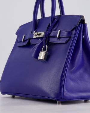 Hermès Birkin 25 Retourne Bag in Bleu Electric Tadelakt Leather with Palladium Hardware