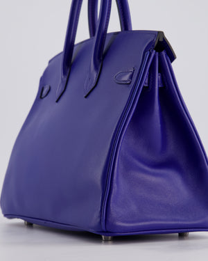 Hermès Birkin 25 Retourne Bag in Bleu Electric Tadelakt Leather with Palladium Hardware