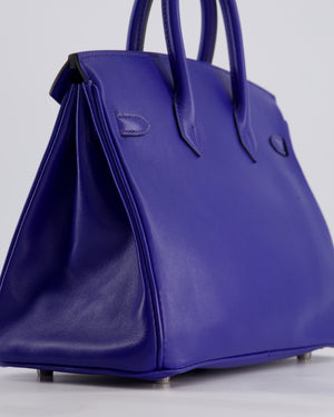 Hermès Birkin 25 Retourne Bag in Bleu Electric Tadelakt Leather with Palladium Hardware