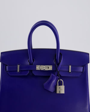 Hermès Birkin 25 Retourne Bag in Bleu Electric Tadelakt Leather with Palladium Hardware