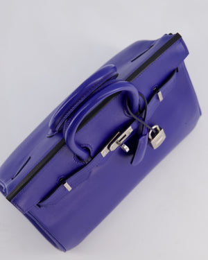 Hermès Birkin 25 Retourne Bag in Bleu Electric Tadelakt Leather with Palladium Hardware