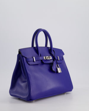 Hermès Birkin 25 Retourne Bag in Bleu Electric Tadelakt Leather with Palladium Hardware