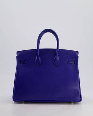 Hermès Birkin 25 Retourne Bag in Bleu Electric Tadelakt Leather with Palladium Hardware