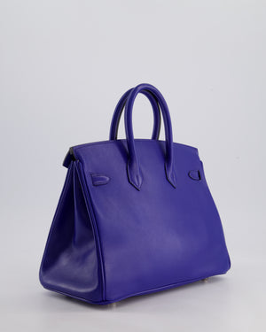 Hermès Birkin 25 Retourne Bag in Bleu Electric Tadelakt Leather with Palladium Hardware