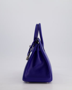Hermès Birkin 25 Retourne Bag in Bleu Electric Tadelakt Leather with Palladium Hardware