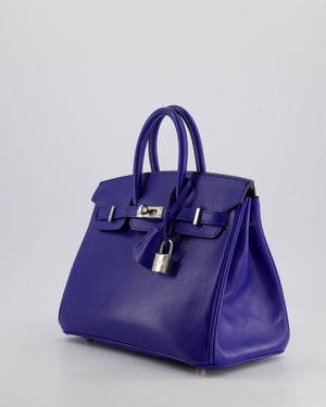 Hermès Birkin 25 Retourne Bag in Bleu Electric Tadelakt Leather with Palladium Hardware