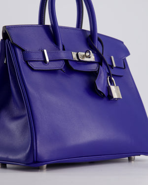 Hermès Birkin 25 Retourne Bag in Bleu Electric Tadelakt Leather with Palladium Hardware