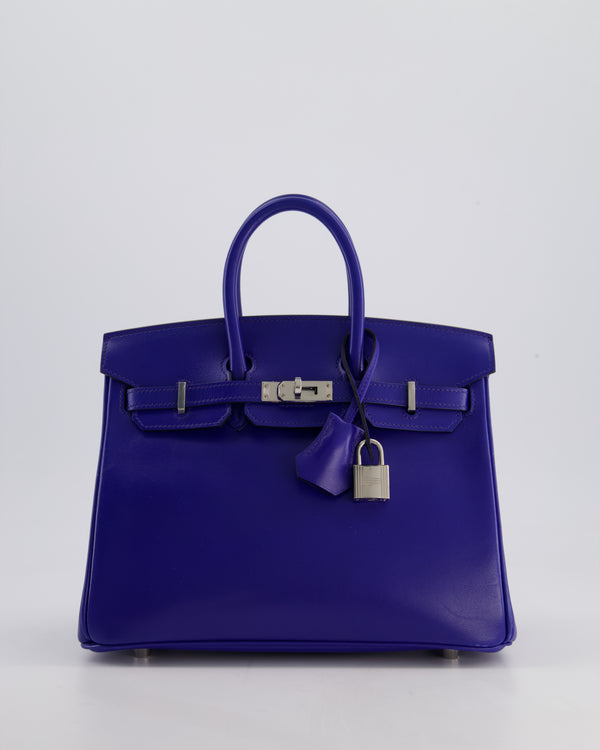 Hermès Birkin 25 Retourne Bag in Bleu Electric Tadelakt Leather with Palladium Hardware