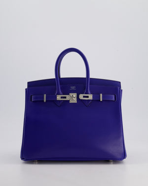 Hermès Birkin 25 Retourne Bag in Bleu Electric Tadelakt Leather with Palladium Hardware