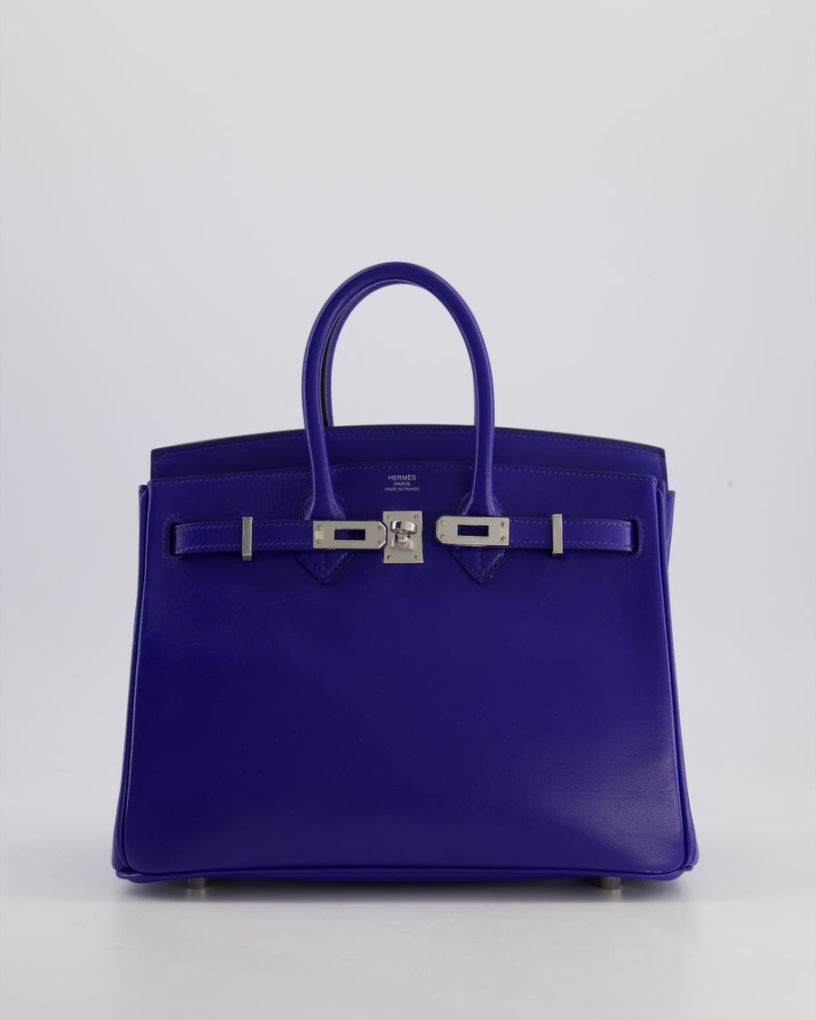 Hermès Birkin 25 Retourne Bag in Bleu Electric Tadelakt Leather with Palladium Hardware