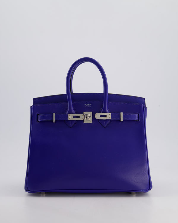 Hermès Birkin 25 Retourne Bag in Bleu Electric Tadelakt Leather with Palladium Hardware