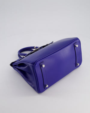 Hermès Birkin 25 Retourne Bag in Bleu Electric Tadelakt Leather with Palladium Hardware