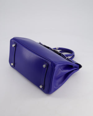 Hermès Birkin 25 Retourne Bag in Bleu Electric Tadelakt Leather with Palladium Hardware
